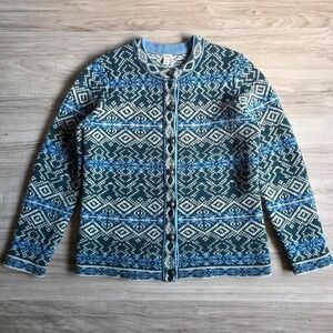 Vintage LL Bean Knit Nordic Lambs Wool Cardigan Sweater